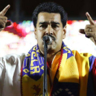 El presidente de Venezuela, Nicolás Maduro, durante un acto de celebración tras la victoria en las elecciones municipales.