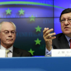 El presidente del Consejo Europeo, Herman Van Rompuy. y Durao Barroso.