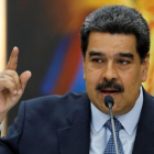 Venezuela s President Nicolas Maduro speaks during a news conference at Miraflores Palace in Caracas  Venezuela.