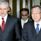 El presidente serbio, Boris Tadic, junto al secretario general de Naciones Unidas, Ban Ki-moon