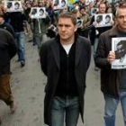 Joseba Álvarez, Arnaldo Otegi y Joseba Permach encabezaron la manifestación de San Sebastián