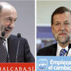 El candidato socialista, Pérez Rubalcaba. El representante del PP, Mariano Rajoy.