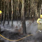 Dos agentes forestales trabajan en la extinción de uno de los fuegos