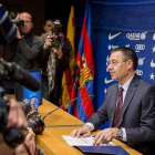 Bartomeu, el presidente del Barça, en una rueda de prensa.