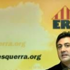 El secretario general de Esquerra Republicana, Joan Puigcercós, durante su rueda de prensa de ayer