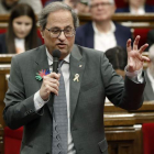 Torra durante una de sus intervenciones en la sesión de control al Govern en el Parlament. A. DALMAU