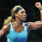 Serena Williams celebra un punto en su partido de semifinales contra Wozniacki.