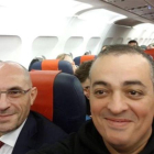 Elpidio Silva (i) y Tito Álvarez, en el viaje a Bruselas.