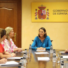 Reunión de la ministra Rayes Maroto (en el centro) y la consejera Pilar del Olomo esta mañana en Valladolid.