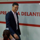 Pedro Sánchez, este domingo en la sede del PSOE.