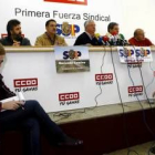 Los representantes sindicales del SUP, ayer en su comparacencia ante la prensa