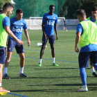 Los jugadores de la Ponferradina en un entrenamiento. ANA F. BARREDO