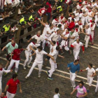 Imagen del primer encierro de los Sanfermines del 2015, con toros de Jandilla.