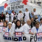 Una de las pancartas de la ‘marea blanca’ de ayer en Madrid, en defensa de la sanidad pública.