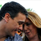 Pedro Sánchez y Susana Díaz, el pasado 24 de junio durante un mitin en Sevilla.