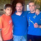 Sumba y Rodríguez con su preparador Alfredo Arrojo.