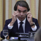El expresidente José María Aznar, en la comisión del Congreso que investiga la supuesta financiación ilegal del PP. JUAN CARLOS HIDALGO