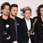 De izquierda a derecha, Louis Tomlinson, Liam Payne, Niall Horan, and Harry Styles, los miembros de One Direction, en Las Vegas, en agosto del 2015.