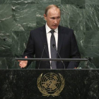 El presidente de Rusia, Vladímir Putin, hablando este lunes en la Asamblea General de la ONU.