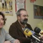Augusto Serrano, en el centro, durante la rueda de prensa de ayer
