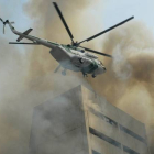 Un helicóptero del Ejército, durante el operativo de rescate.