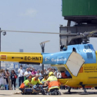 Simulacro de accidente con uno de los helicópteros del SEM.