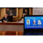 El jurado de la academia sueca presenta el fallo para los premios Nobel de Física. ANDERS WIKLUND