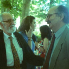 Antonio Pereira y Antonio Colinas durante la Fiesta de la Poesía en Villafranca