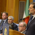 Mariano Rajoy durante una intervención en su encuentro con el presidente italiano Mario Monti, en Roma.