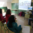 Un momento de la videoconferencia de los alumnos bercianos con los de Panamá y Uruguay.