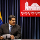Venezuela s President Nicolas Maduro smiles as he talks to the media during a news conference at Miraflores Palace in Caracas Venezuela September 18 2018 REUTERS Marco Bello