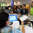 Los concejales de USE, en el registro municipal.
