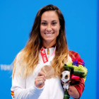 Sarai Gascón, medalla de bronce en 100 m. mariposa. J. DE DIEGO