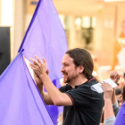 El candidato de Unidas Podemos al Congreso de los Diputados, Pablo Iglesias, en un mitin en Bilbao.