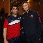 Juanín con el meta del Barça, Pérez de Vargas.