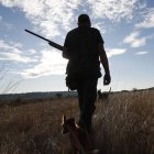 Un cazador junto a sus perros en una jornada de caza menor en los campos de León. JESÚS F. SALVADORES