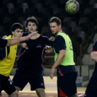 El equipo leonés durante un reciente entrenamiento en el Palacio de Deportes.