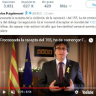 Captura de la cuenta de Twitter de Puigdemont, durante el discurso de fin de año. EFE