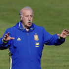 Del Bosque, durante el entrenamiento de ayer. JUANJO MARTÍN