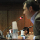 Reiner Cortés, durante una reciente intervención plenaria, con Ismael Álvarez al fondo.