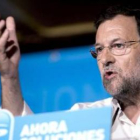 El presidente del Partido Popular, Mariano Rajoy durante un acto en Estepona.