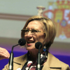 La líder de UPyD, Rosa Díez, durante su acto de ayer en barcelona.