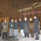 Fernández Corral, Lagartos, Llamas, Francisco Fernández, Álvarez y Javier Ajenjo, ante la sede Botin