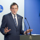 Mariano Rajoy, en la rueda de prensa que ofreció ayer en Bruselas.