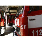 Camiones en la parque de bomberos de León