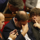 Puigdemont, Junqueras y Turull, en el Parlament