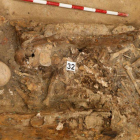 Fragmentos de los restos hallados en el convento de las Trinitarias de Madrid, entre los que se encuentran los del gran escritor Miguel de Cervantes.