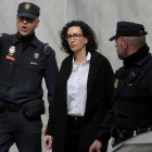 Marta Rovira a su salida del Tribunal Supremo, tras declarar ante el juez.