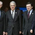 Van Rompuy, Abbas El Fassi, Durao Barroso y Zapatero posan en un momento de la cumbre celebrada en G