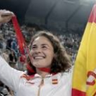 Virginia Ruano celebra la medalla de plata en dobles en Pekín